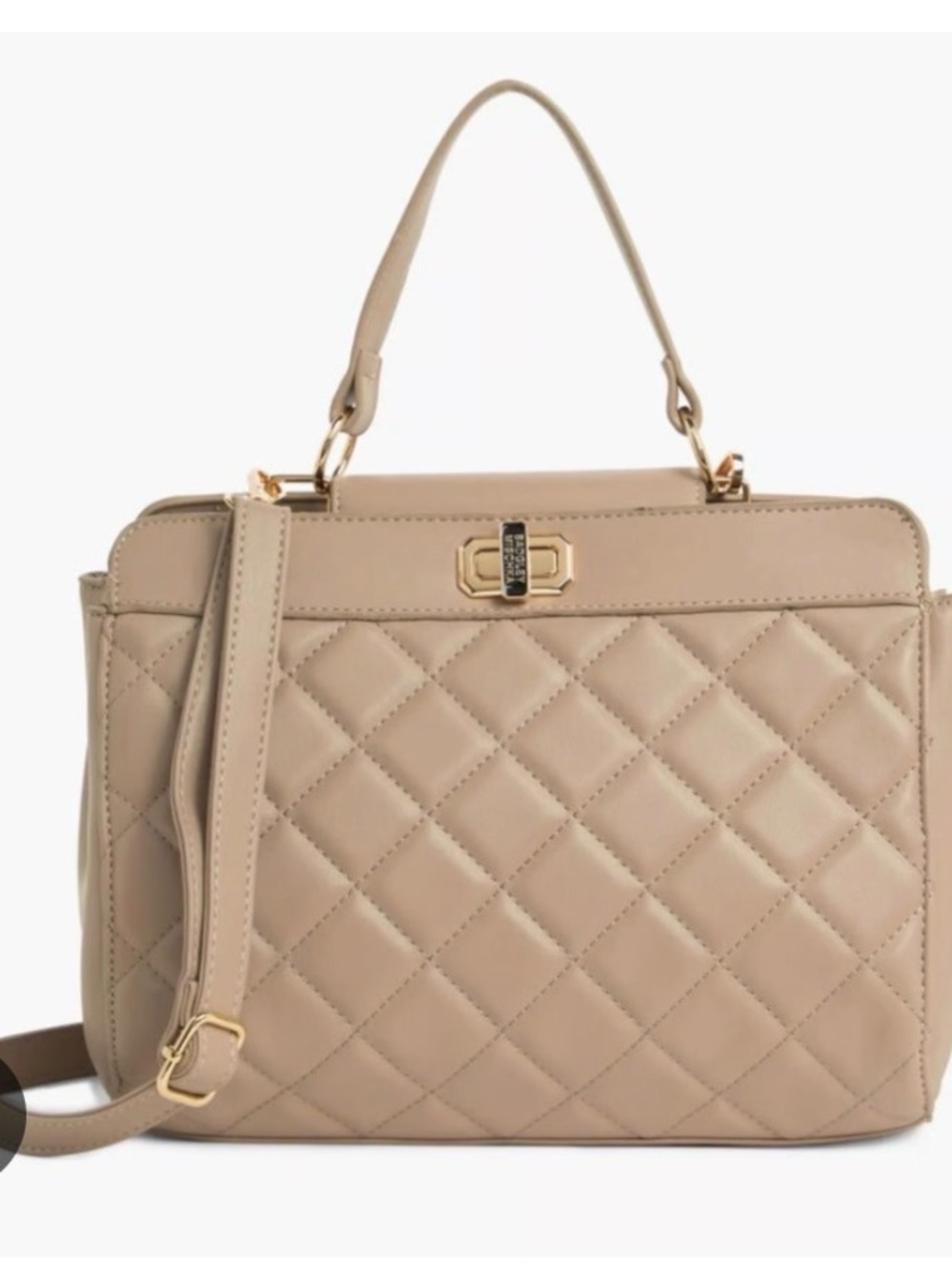 BADGLEY MISCHKA Classic Quilted Tan Satchel Handbag - NWT
